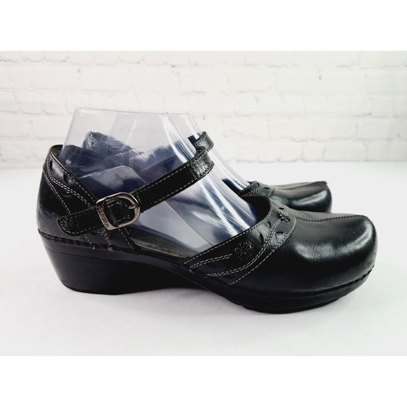 Dansko Shoes - Dansko Womens Black Leather Sally Mary Jane Shoes Clogs Size 42 US 11.5-12